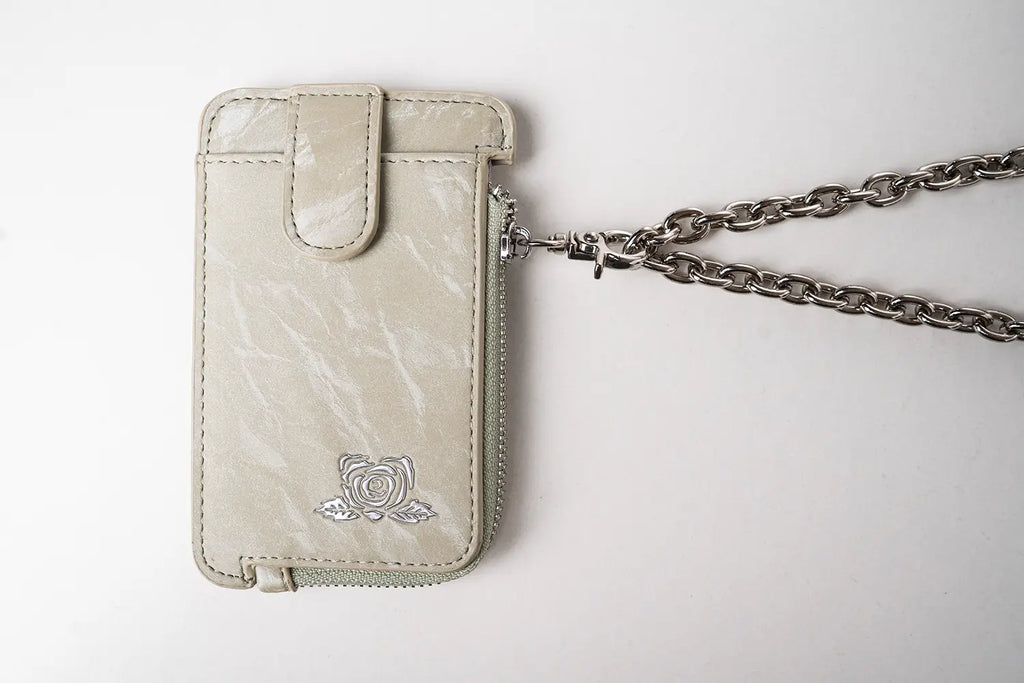 cla rose magnetic bag verde salvia porta tessere portamonete con catena