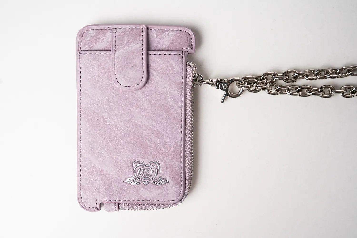 cla rose magnetic bag porta tessere lilla con catena